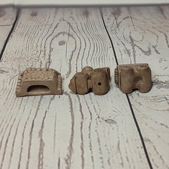 Miniature Village Figurine 16pc Set Ceramic Building Tree People Train Cat Dog - Picture 13 of 16